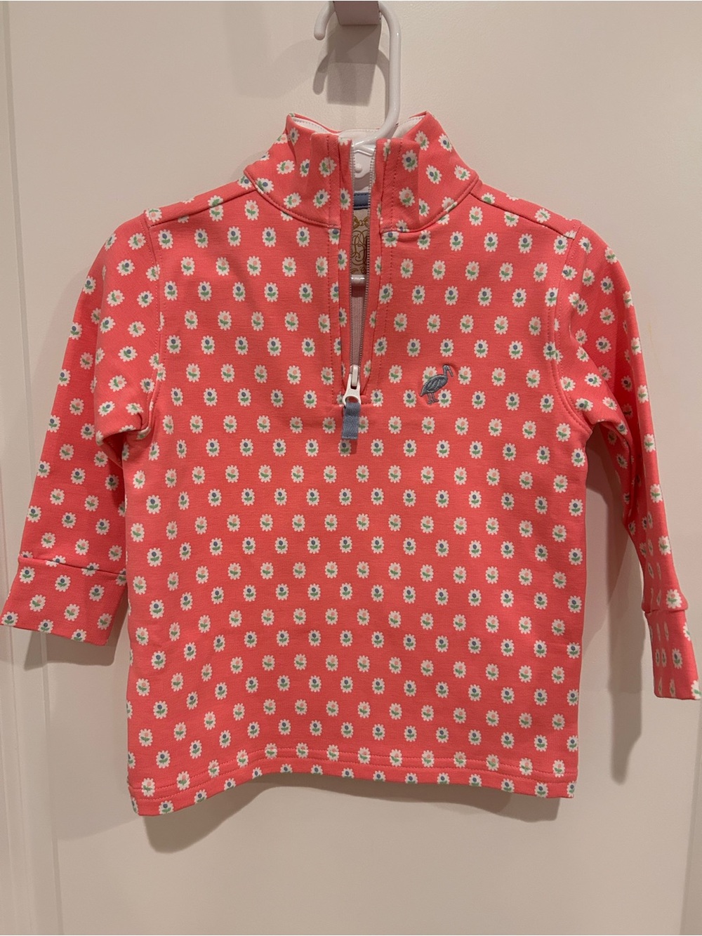 The Beaufort Bonnet Company Coral Floral Half-Zip Pullover
